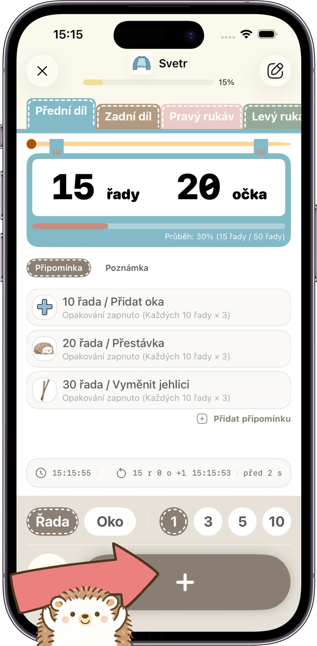 Snímek obrazovky aplikace