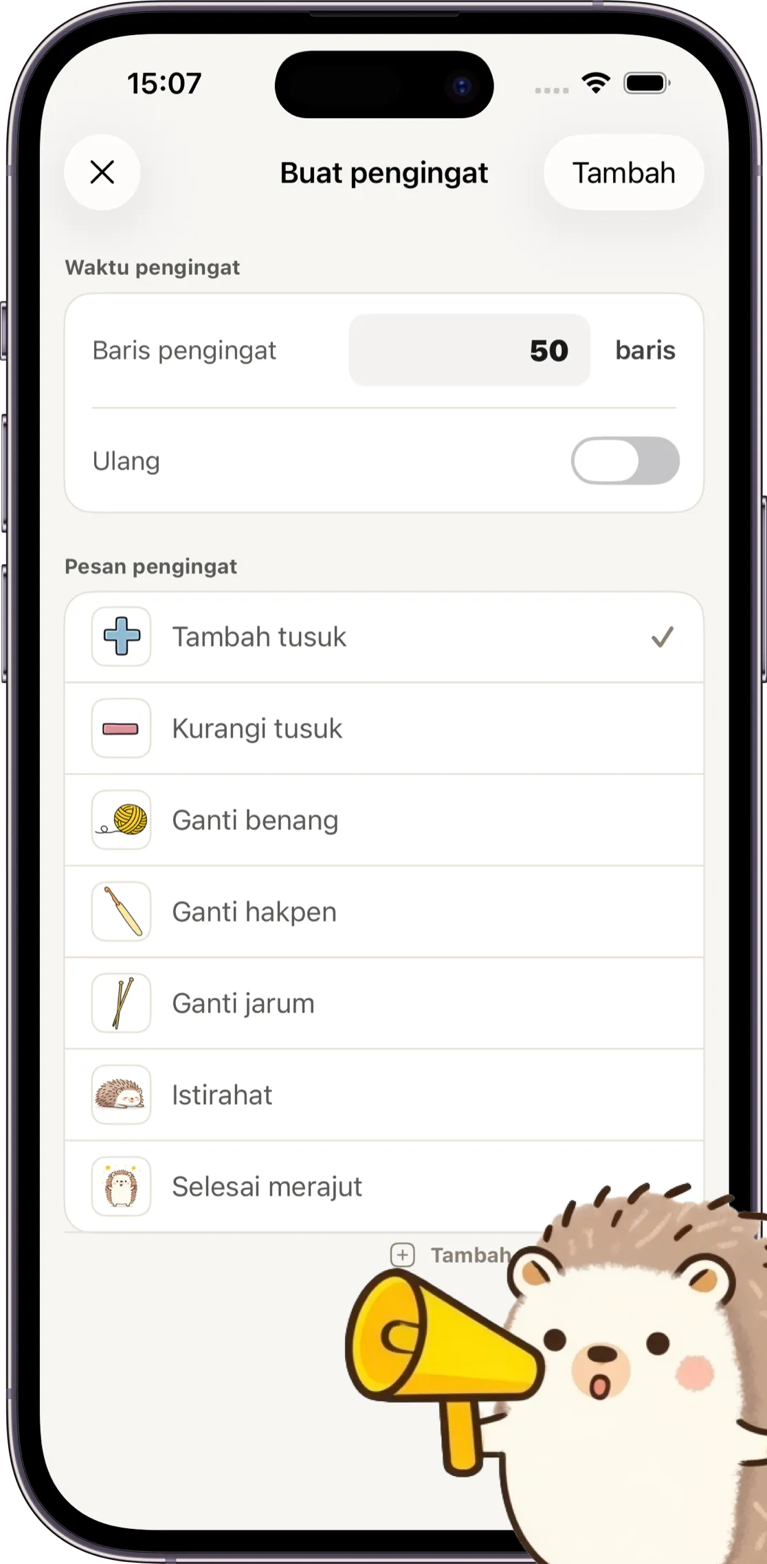 Tangkapan layar aplikasi
